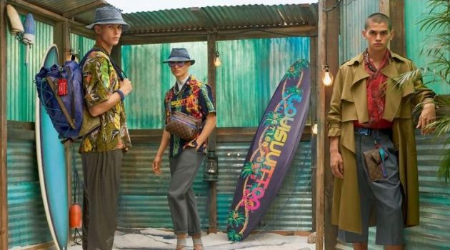 4 Fashion Trends to Embrace on Vacation Models Oliver Houlby, Noah Luis Brown, and Sakua Kambong star in Louis Vuitton's spring-summer 2018 men's campaign.