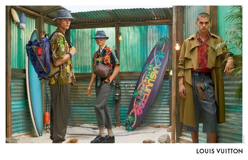 Models Oliver Houlby, Noah Luis Brown, and Sakua Kambong star in Louis Vuitton's spring-summer 2018 men's campaign.
