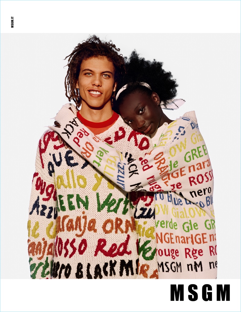 Assa Baradji and Roberto Rossellini star in MSGM's spring-summer 2018 campaign.