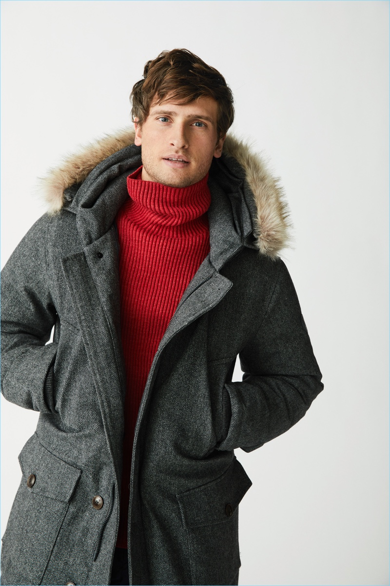 British model Tom Warren wears a fall-winter 2018 look from Marc O'Polo.