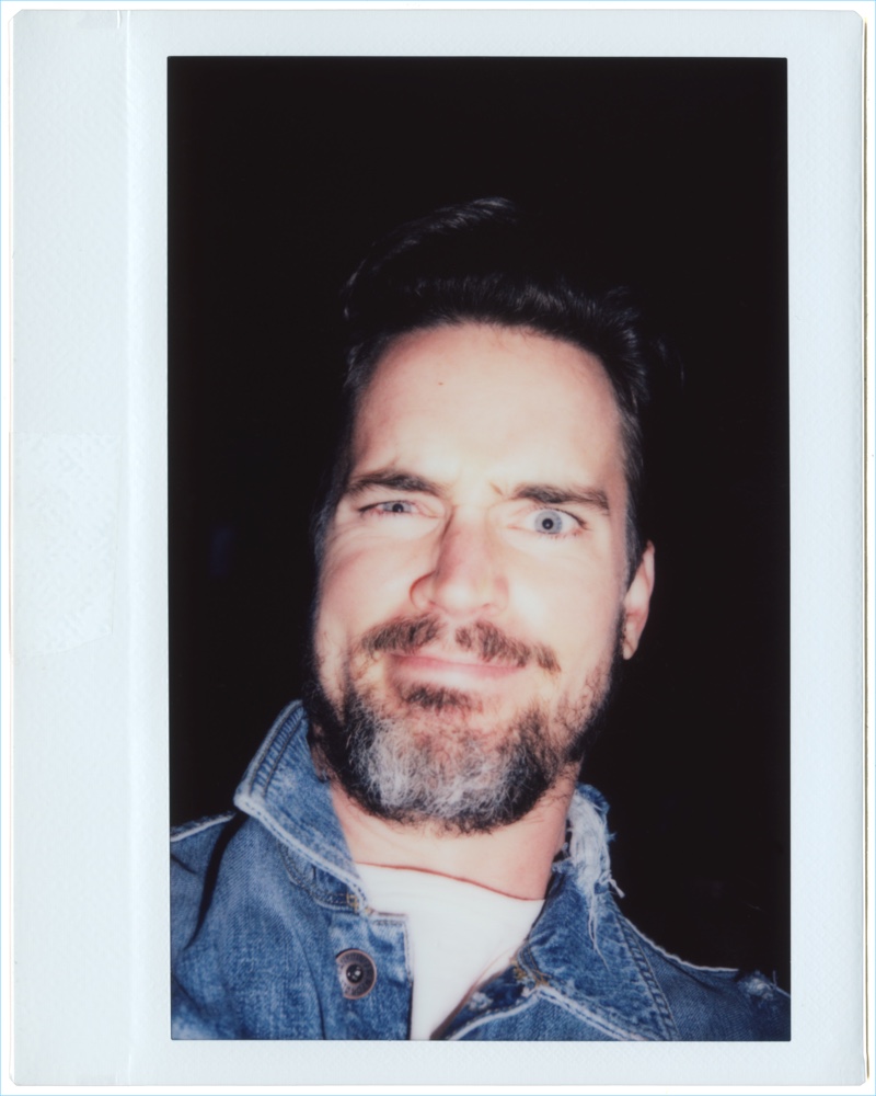 Posing for a silly polaroid, Matt Bomer fronts 7 For All Mankind's spring-summer 2018 campaign.