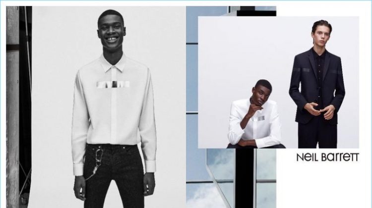 Neil Barrett enlists Rachide Embaló and Asmir Besic as the stars of its spring-summer 2018 campaign.