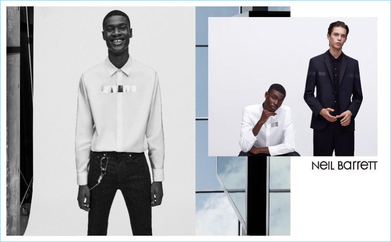 Neil Barrett enlists Rachide Embaló and Asmir Besic as the stars of its spring-summer 2018 campaign.