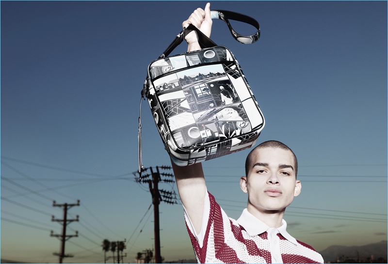 Jordan Sannicks appears in Prada's spring-summer 2018 accessories campaign.