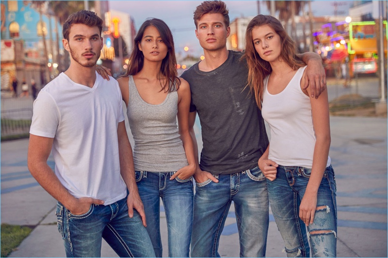 Michael Yerger, Andie Jue, Andrew Whitthorne, and Mackenzie McDonald star in Rock Revival's spring-summer 2018 campaign.