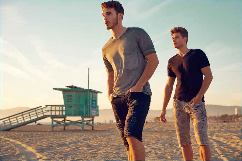 Models Michael Yerger and Andrew Whitthorne front Rock Revival's spring-summer 2018 campaign.
