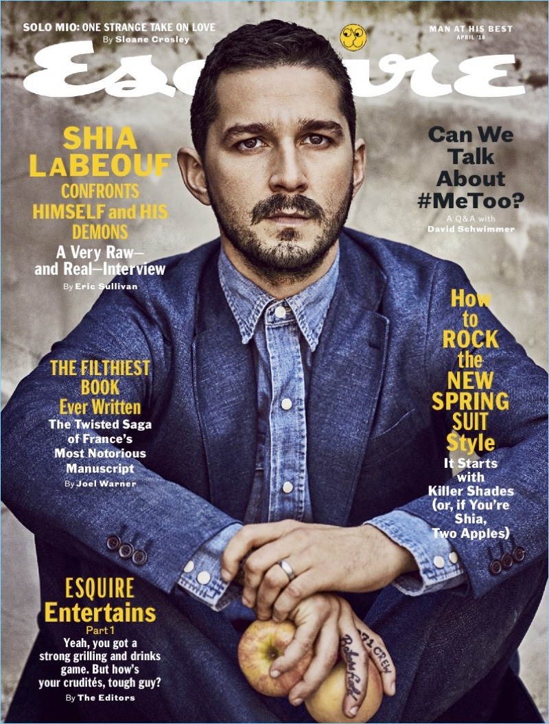 Shia LaBeouf covers the March 2018 issue of Esquire.