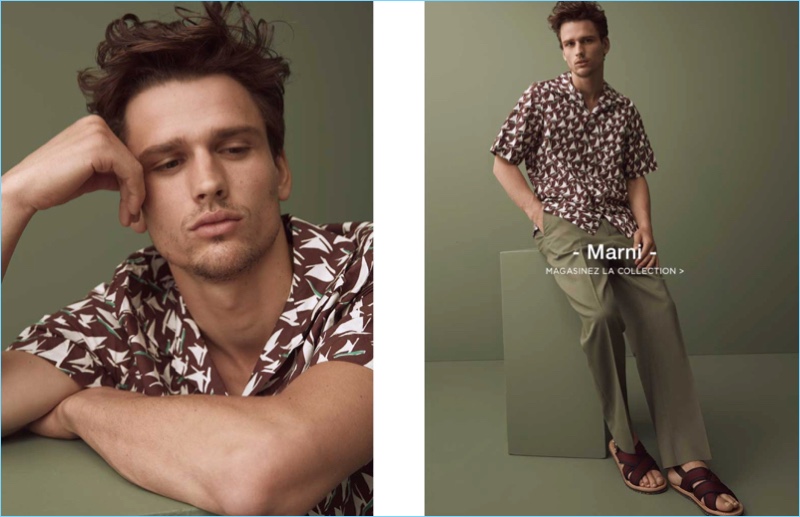 Canadian model Simon Nessman sports a look from Marni.