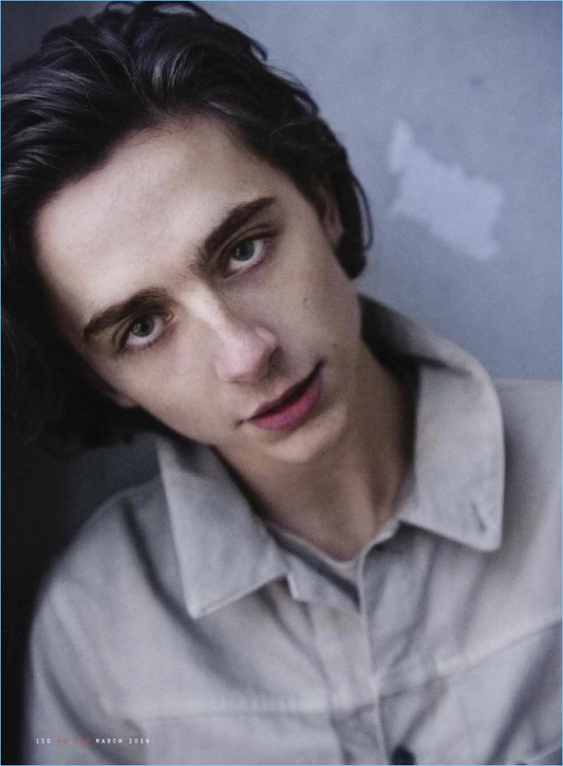 Actor Timothée Chalamet wears a sweater and jacket by Berluti.