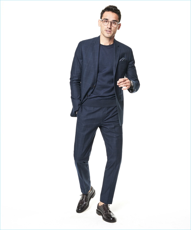 Arthur Kulkov wears a Todd Snyder White Label windowpane print Sutton suit. » 29 Palms Highway: Todd Snyder Highlights Spring '18 Suits Arthur Kulkov wears a Todd Snyder White Label windowpane print Sutton suit.