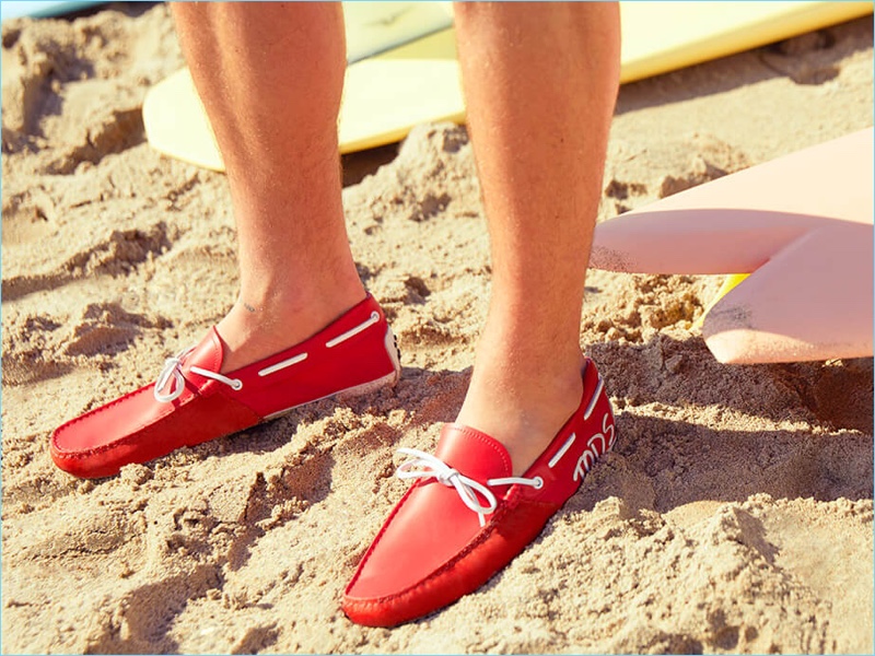 Red adds a nice pop of color for driving shoes from Tod's Surf collection.