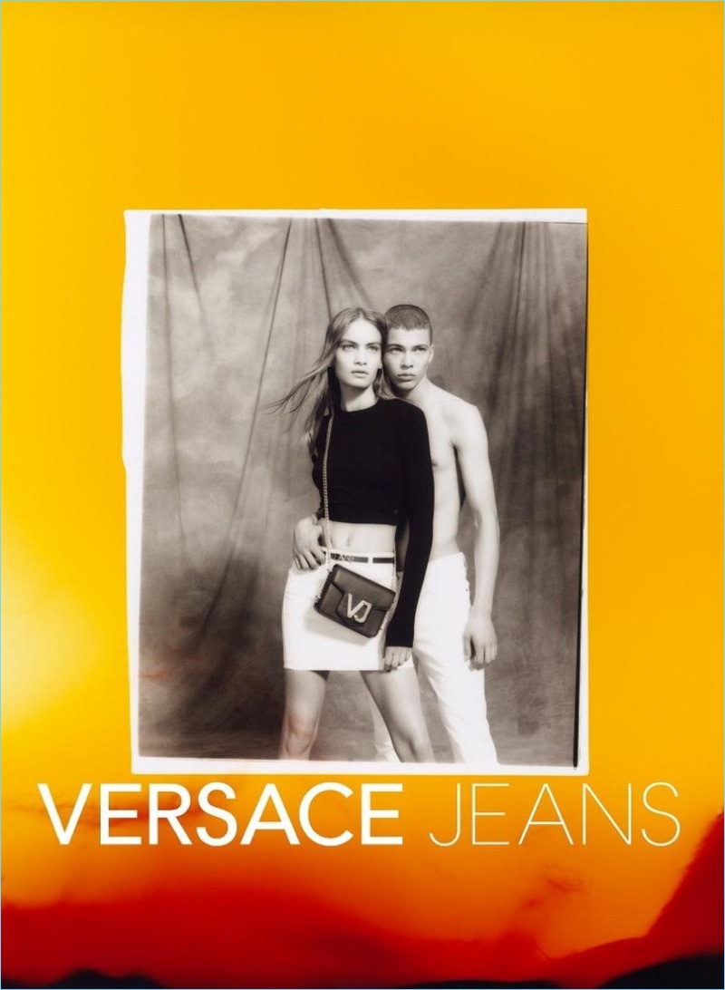 Models Nina Marker and Leonard Mushiete couple up for Versace Jeans' spring-summer 2018 campaign.