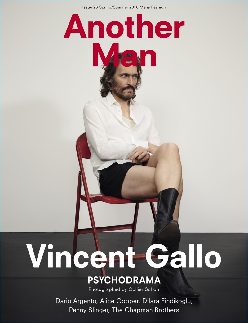 Vincent Gallo covers the spring-summer 2018 issue of Another Man.