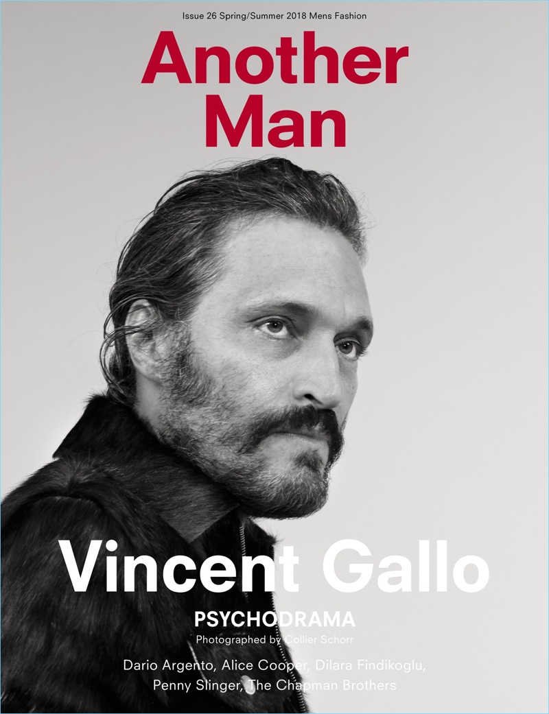 Sporting Saint Laurent, Vincent Gallo covers Another Man.