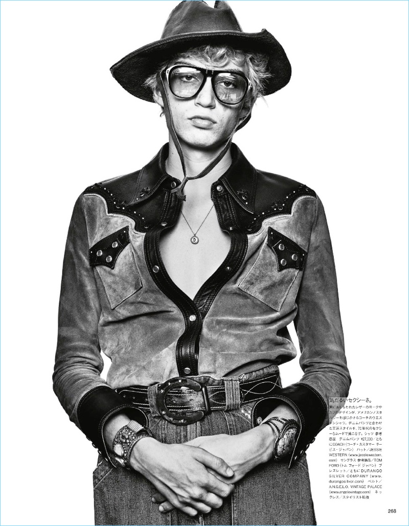 Clad in denim, Dallas Sessoms appears in Vogue Japan.