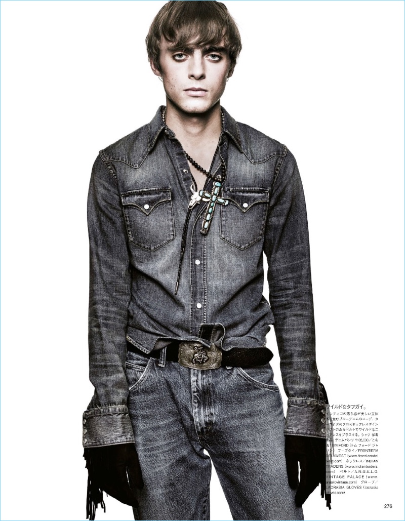 Lennon Gallagher rocks denim for Vogue Japan.