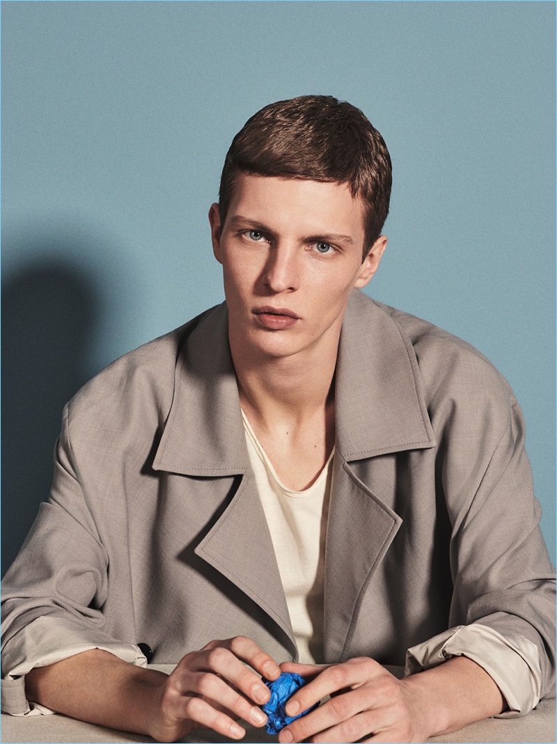 Model Tim Schuhmacher stars in a spring editorial for Zara Man.