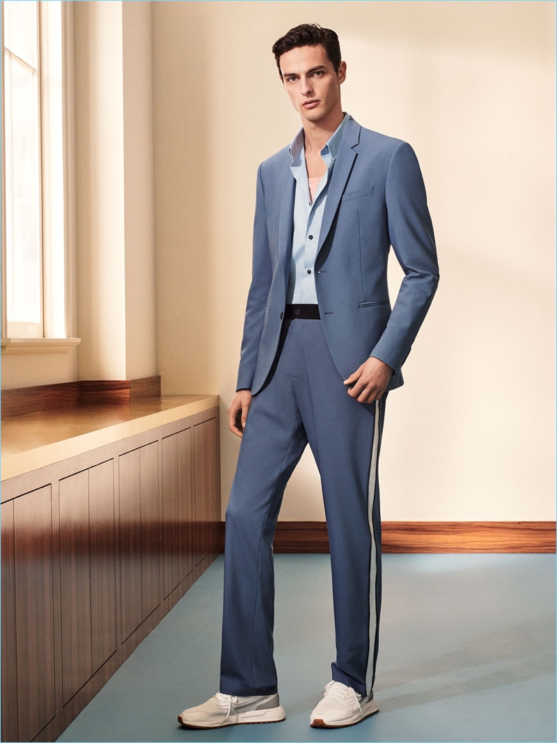 Hannes Gobeyn sports a sleek tailored number from Zara Man.