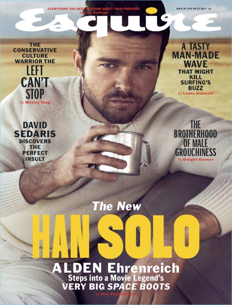Alden Ehrenreich covers the May 2018 issue of Esquire.