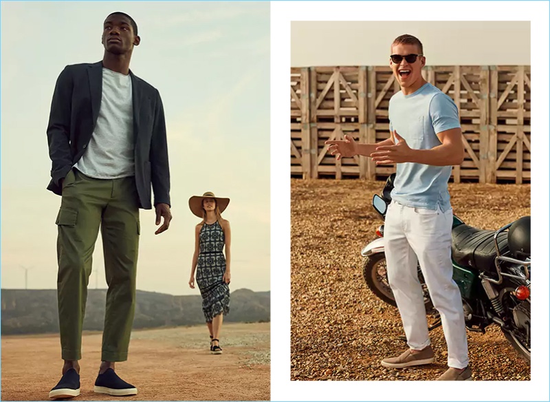 Models Valentine Rontez and Mitchell Slaggert connect with Banana Republic for summer 2018. 