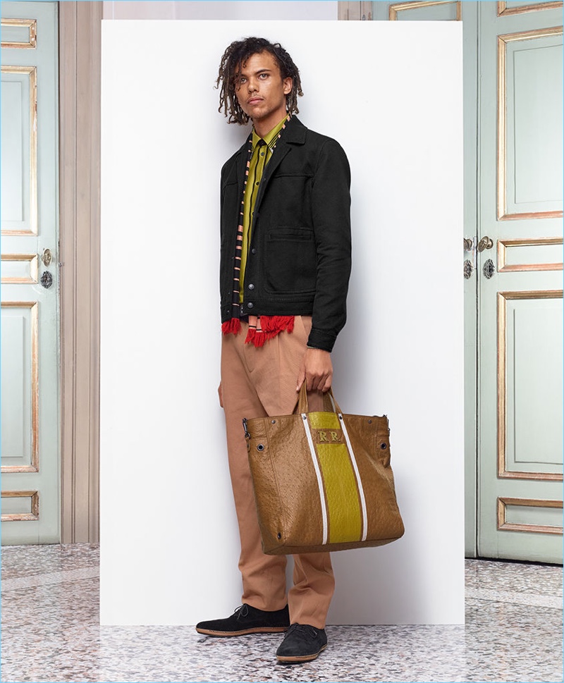 Roberto Rossellini sports a Bottega Veneta look inspired by classic sportswear.