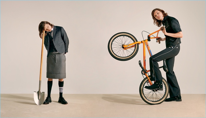 Ozark actor Charlie Tahan dons spring-summer 2018 fashions, available at Barneys New York.