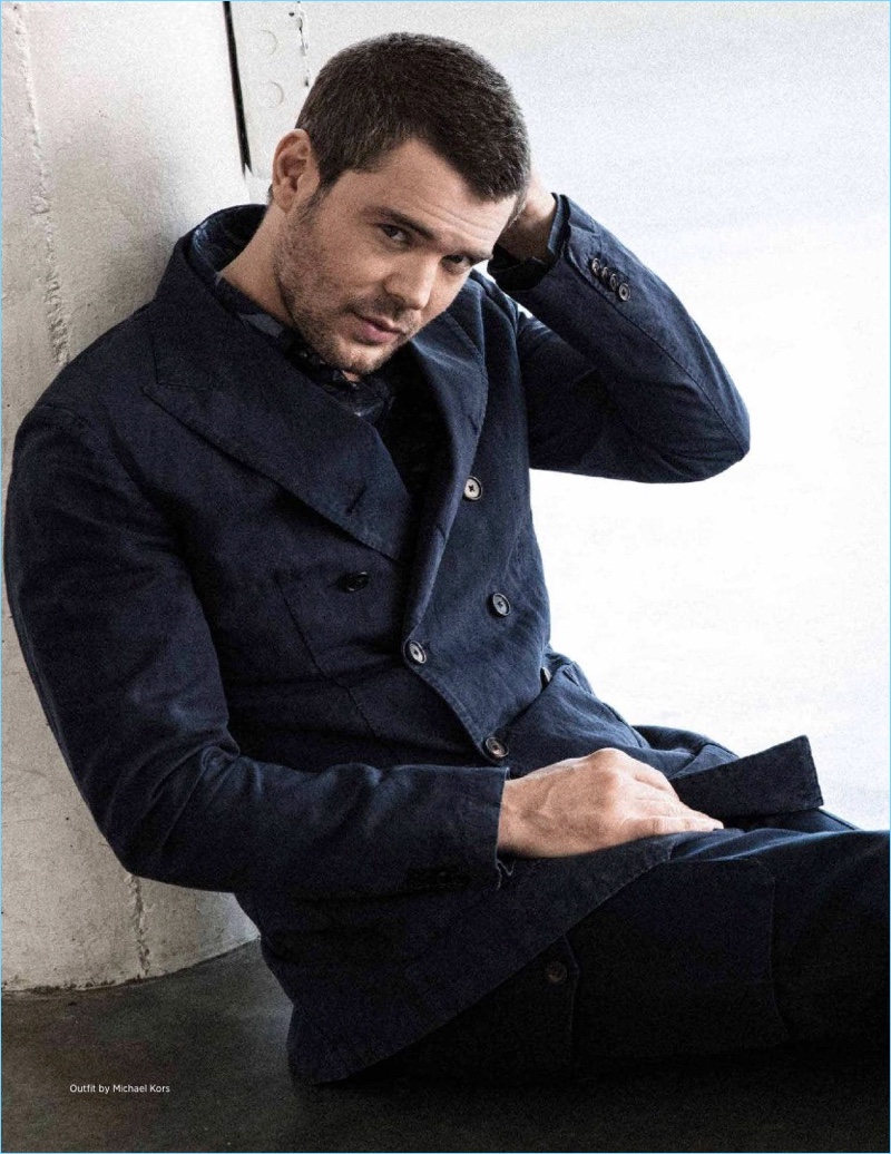 Actor Charlie Weber wears a double-breasted look by Michael Kors.