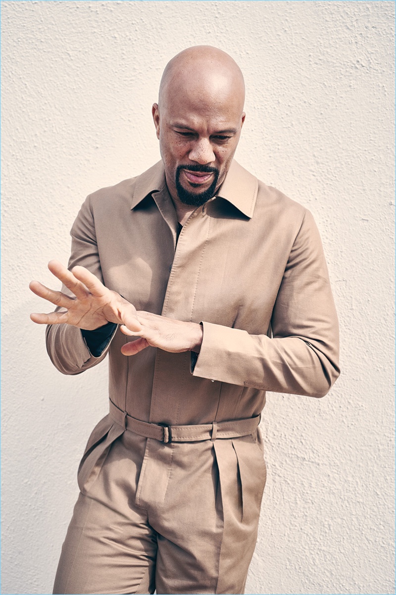 Making a fashion statement, Common wears a jumpsuit by Ermenegildo Zegna Couture.