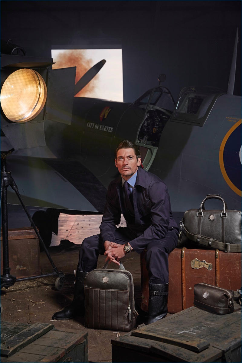 David Gandy stars in a campaign for his Aerodrome collaboration with Aspinal of London.