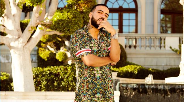 French Montana Makes a Splash with boohooMAN Collaboration French Montana wears a tropical print shirt and shorts from his boohooMAN collaboration.