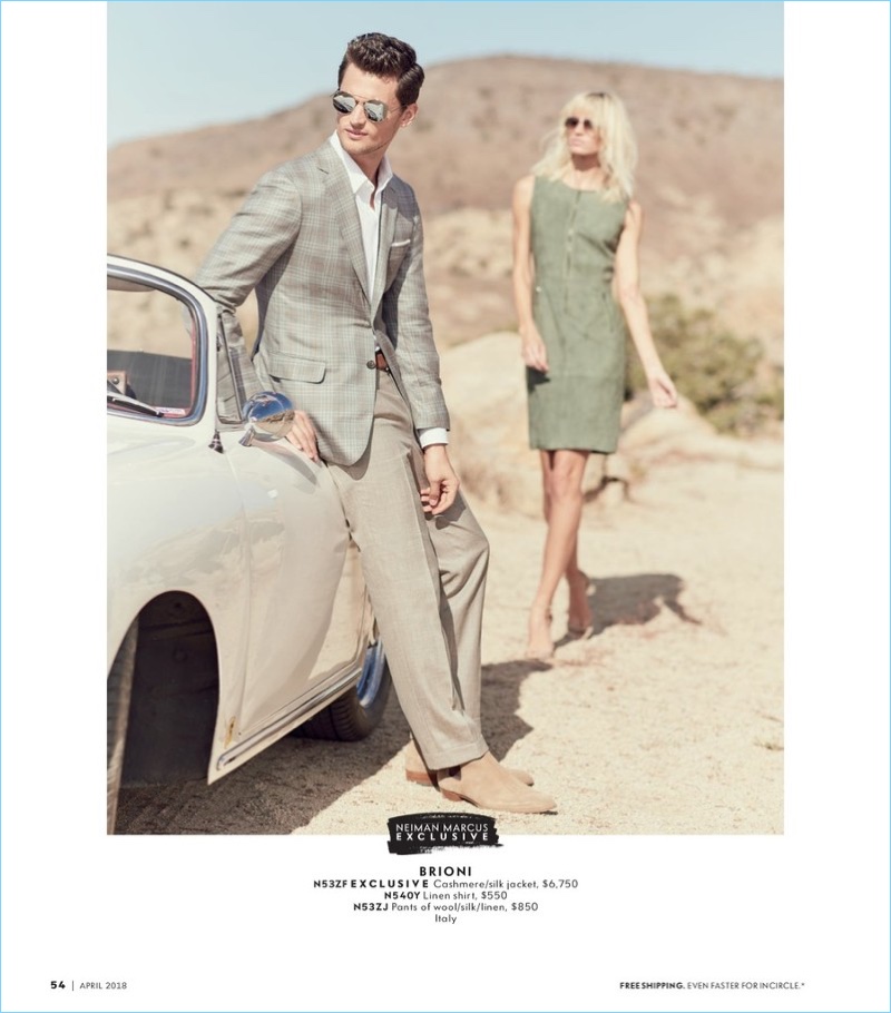 Taking to the desert, Garrett Neff wears Brioni.