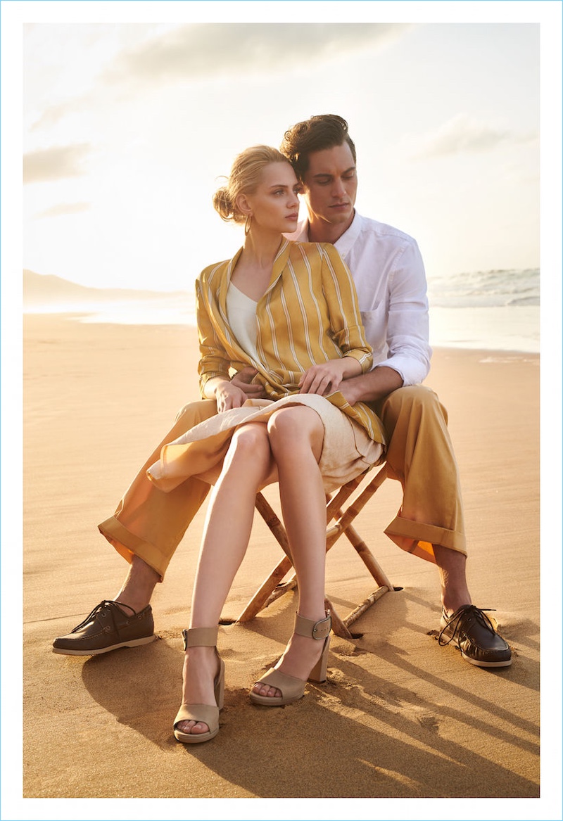 Models Katarzyna Jastrzębska and Greg Nawrat come together for Gino Rossi's spring-summer 2018 campaign.