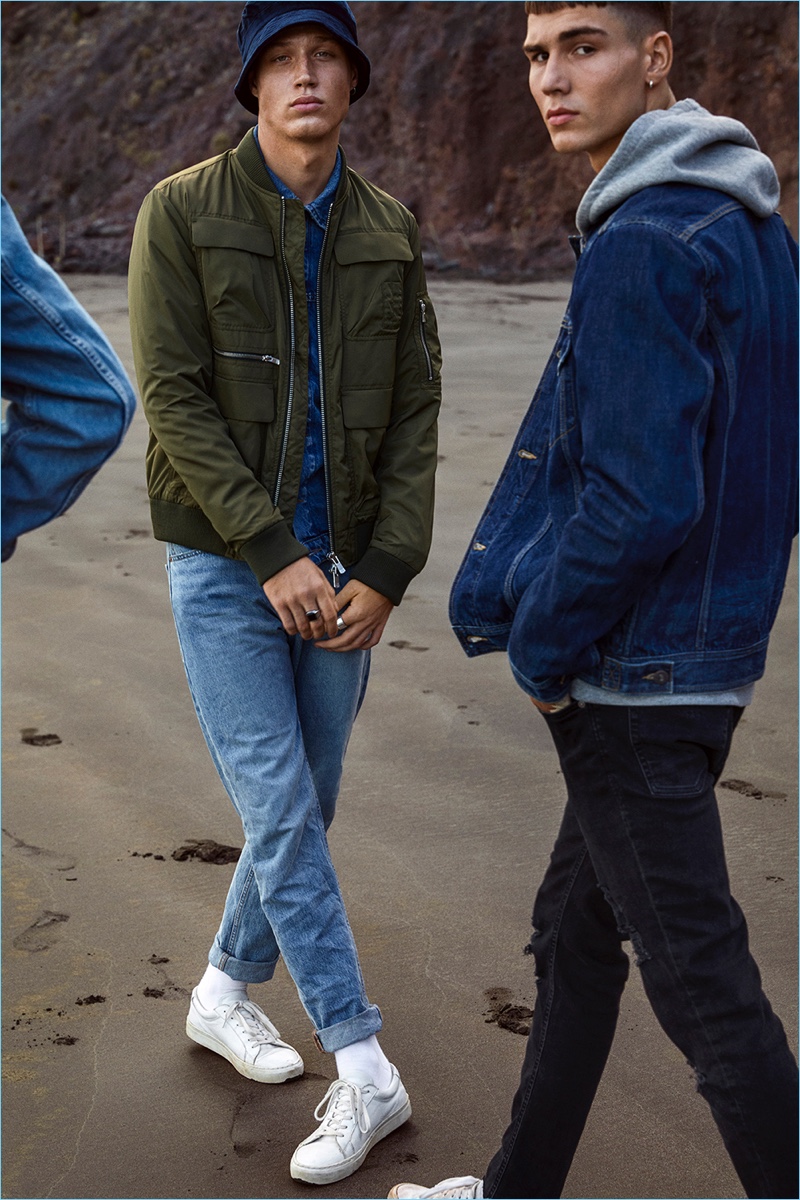 Models Michael Oder and Frederik Josef come together for Jack & Jones' spring-summer 2018 campaign.