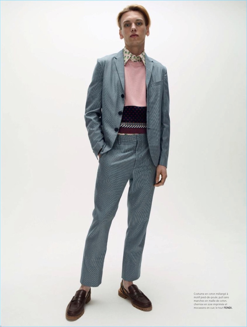 Jamie Campbell Bower wears a spring look from Fendi. » Jamie Campbell Bower Dons Fendi Looks for L'Officiel Hommes Paris Jamie Campbell Bower wears a spring look from Fendi.