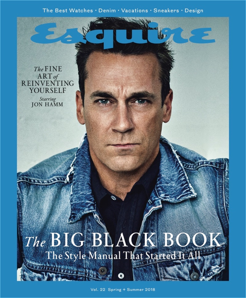 Jon Hamm covers the spring-summer 2018 issue of Esquire Big Black Book.