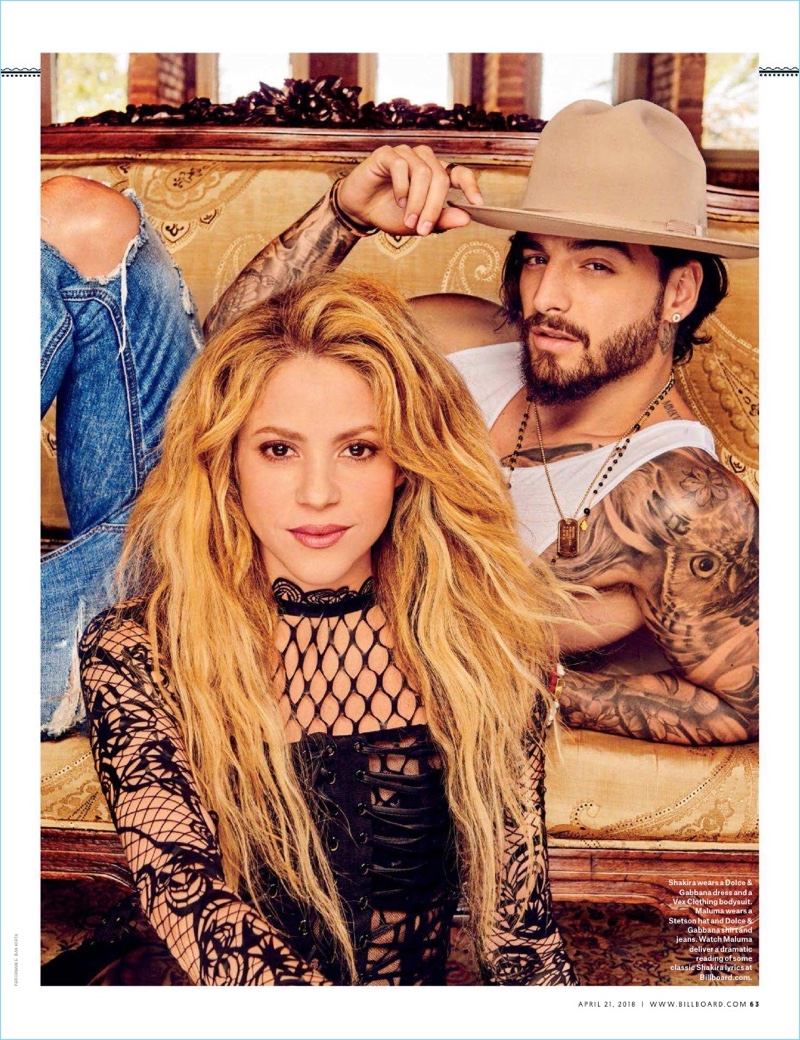 Reuniting with Shakira, Maluma poses for the pages of Billboard.