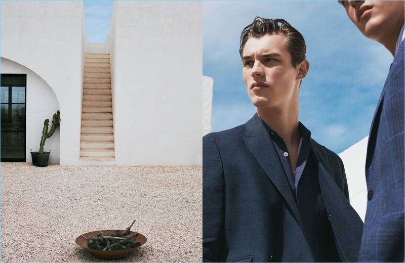 British model Kit Butler goes sartorial with Massimo Dutti for spring.