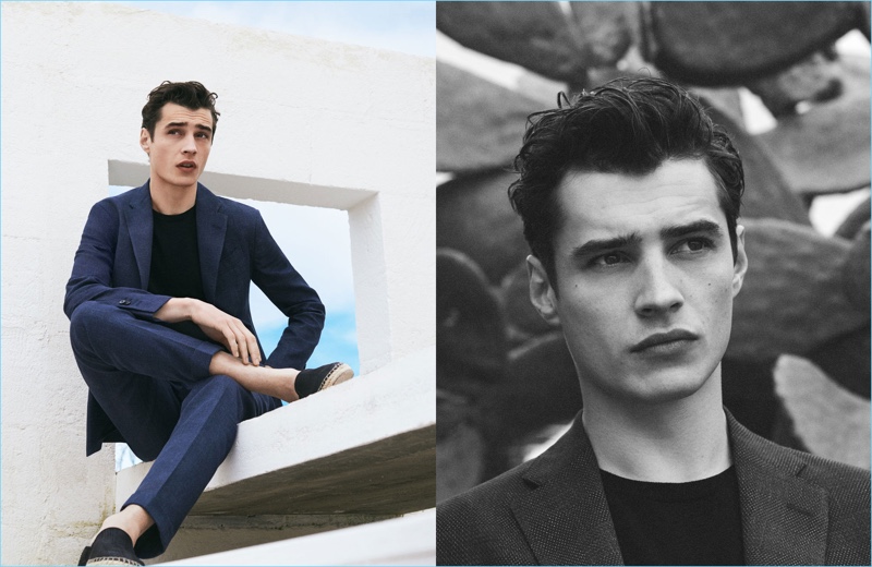 French model Adrien Sahores is a chic vision for Massimo Dutti.