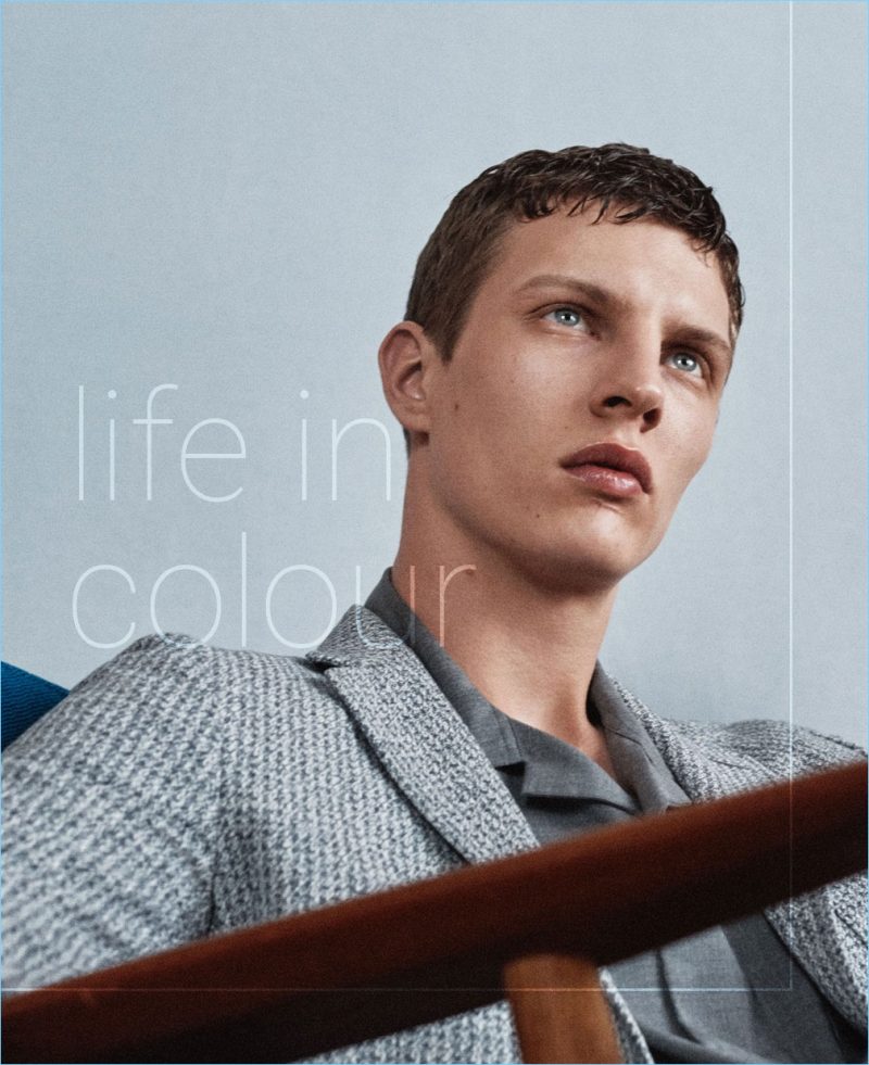 Tim Schuhmacher stars in a spring 2018 editorial for Massimo Dutti.