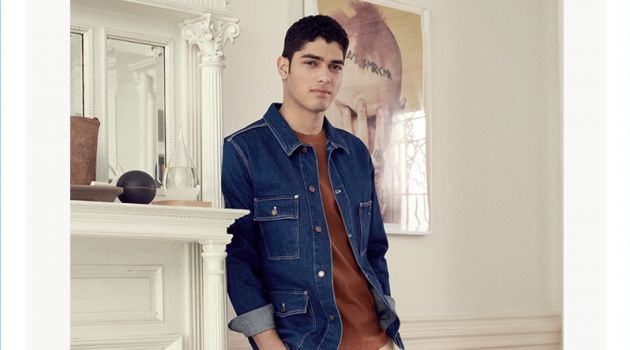 How to Wear Chinos: East Dane Spotlights the Classic Sporting a classic look, Torin Verdone wears an AMI denim worker jacket with A.P.C. chinos. The model also dons a Theory tee and Converse sneakers.