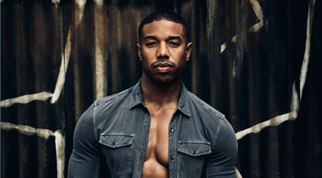 Michael B. Jordan Covers Men's Health, Talks Name & 'Fahrenheit 451' Doubling down on denim, Michael B. Jordan wears a John Varvatos Star USA shirt and AG jeans.