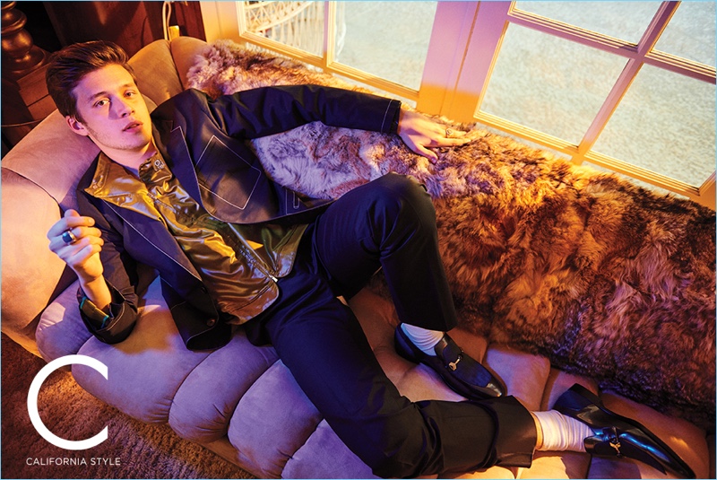 Nick Robinson wears a Hermès suit and jacket. He also sports Jimmy Choo shoes. » Nick Robinson Stars in C for Men Shoot, Dons Statement Looks Nick Robinson wears a Hermès suit and jacket. He also sports Jimmy Choo shoes.