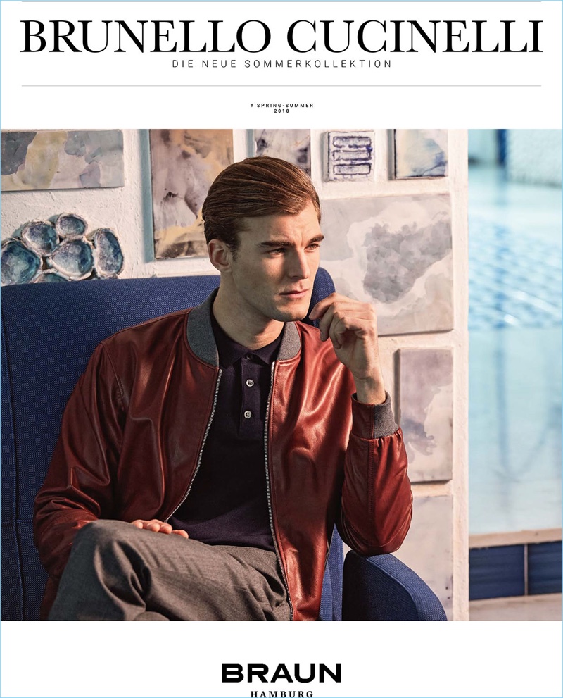 Patrick Kafka connects with Braun Hamburg to model Brunello Cucinelli.