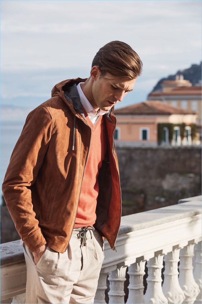 Embracing spring style, Patrick Kafka dons Brunello Cucinelli.