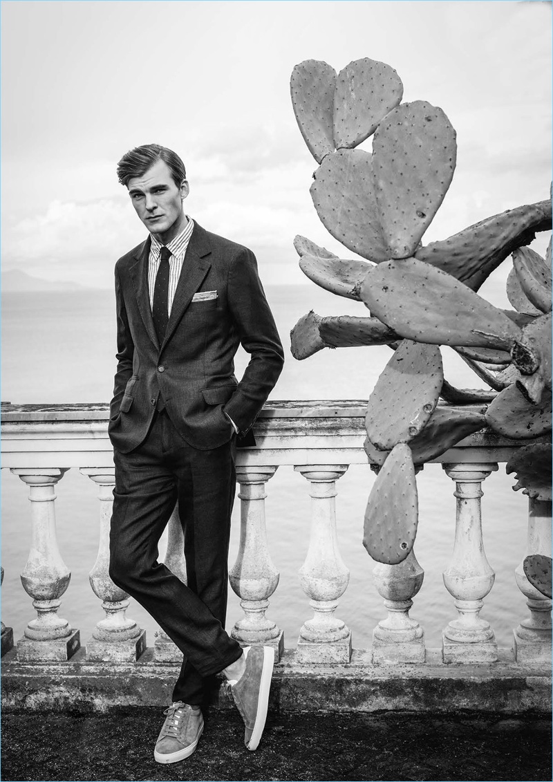 Donning a sharp suit, Patrick Kafka wears Brunello Cucinelli.