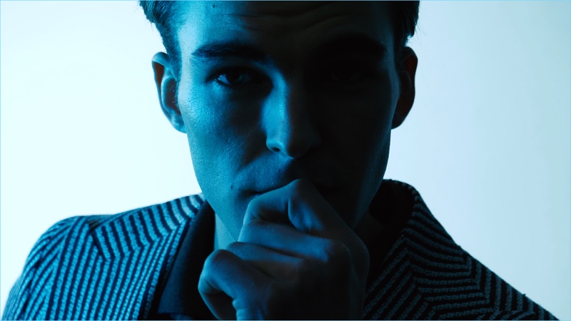 Patrick Kafka appears in a still from Tagliatore's spring-summer 2018 film.