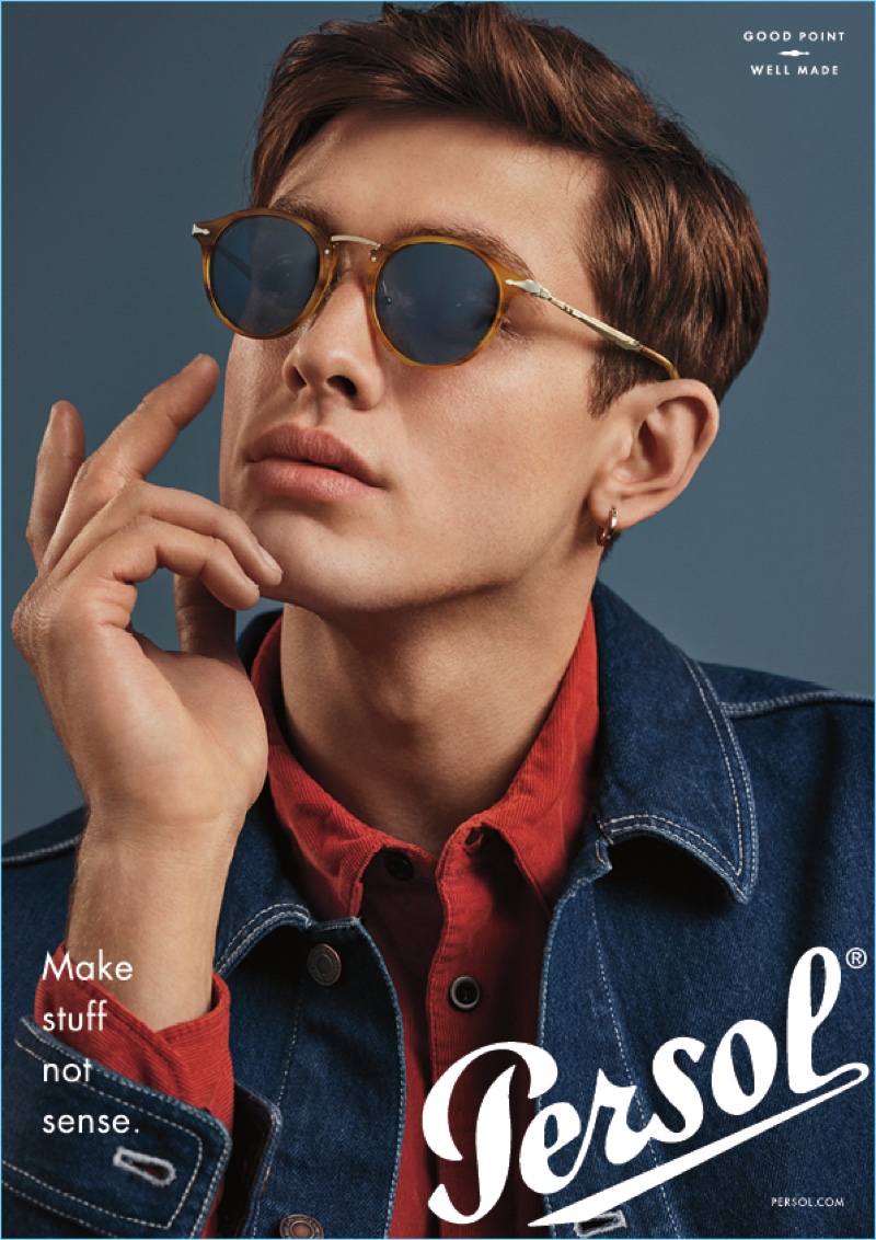 Conrad Solaka rocks stylish sunglasses for Persol's latest campaign.