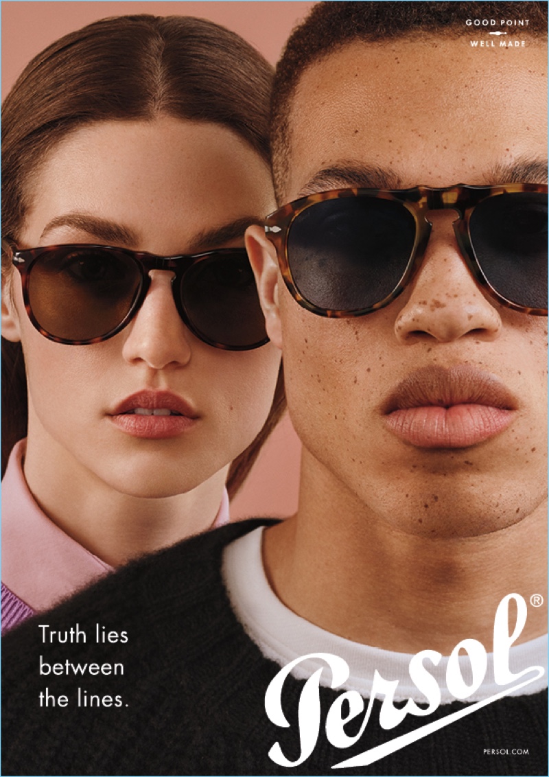Models Magdalena Martynowicz and Tylique Walters front Perol's campaign. » Persol Launches Good Point, Well Made Campaign Models Magdalena Martynowicz and Tylique Walters front Perol's campaign.