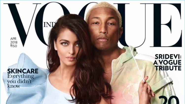Aishwarya Rai Bachchan and Pharrell Williams covers the April 2018 issue of Vogue India.