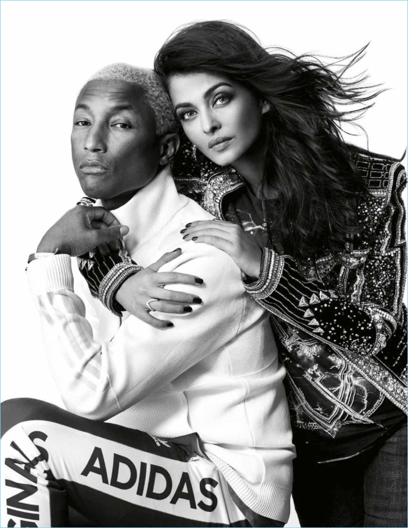 Appearing in a Vogue India photo shoot, Pharrell Williams and Aishwarya Rai Bachchan come together.